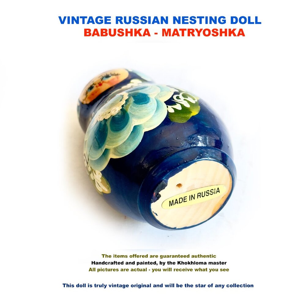 VINTAGE RUSSIAN NESTING DOLL BABUSHKA - MATRYOSHKA / MADE IN RUSSIA - Picture 5 of 8